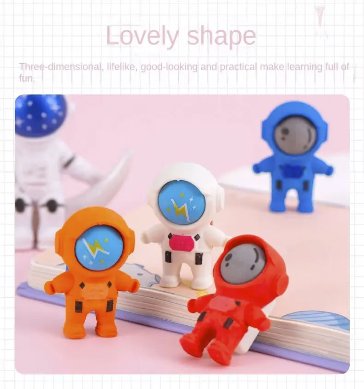 Astronaut Shape Eraser (Pack of 3)