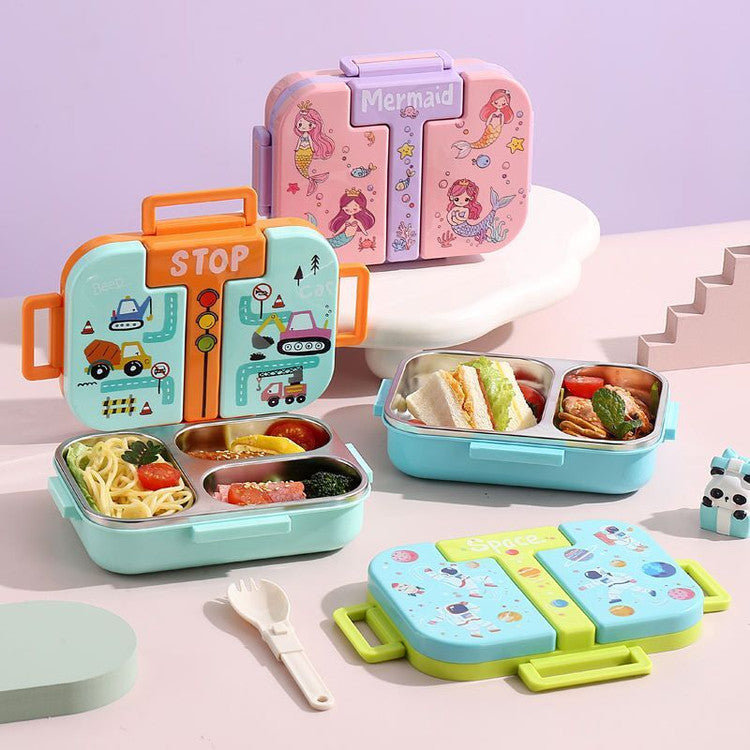 Kids 3 Compartment Stainless Steel Lunch Box