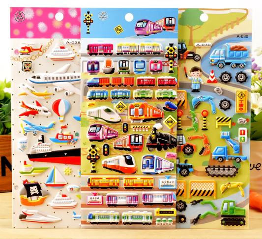 Vehicle Puffy Sticker Sheets