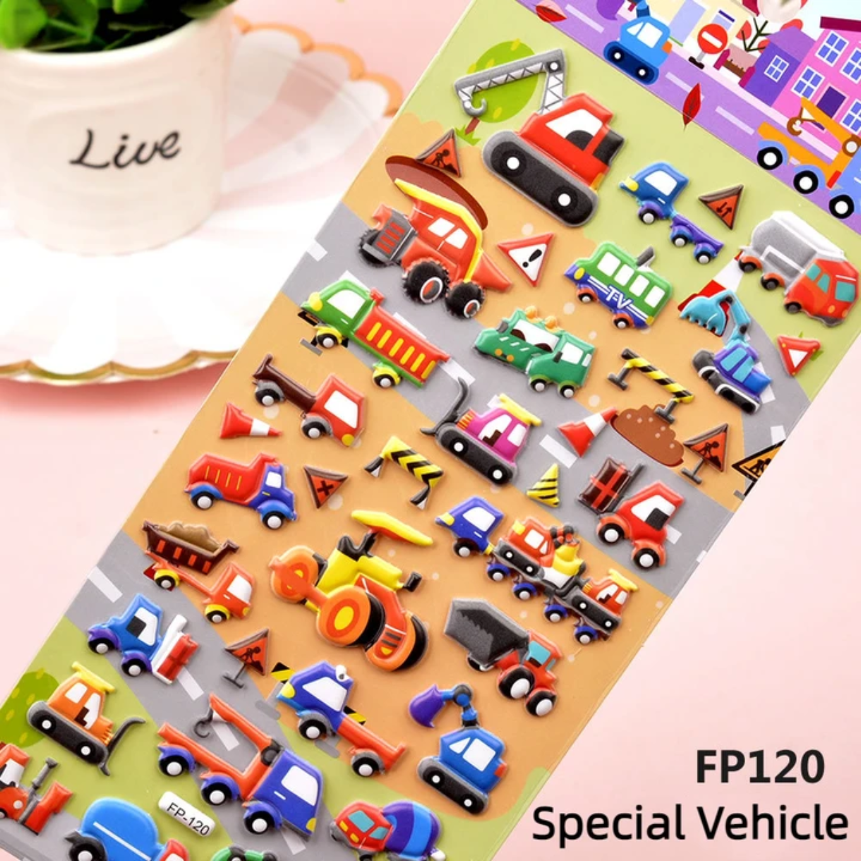 Vehicle Puffy Sticker Sheets