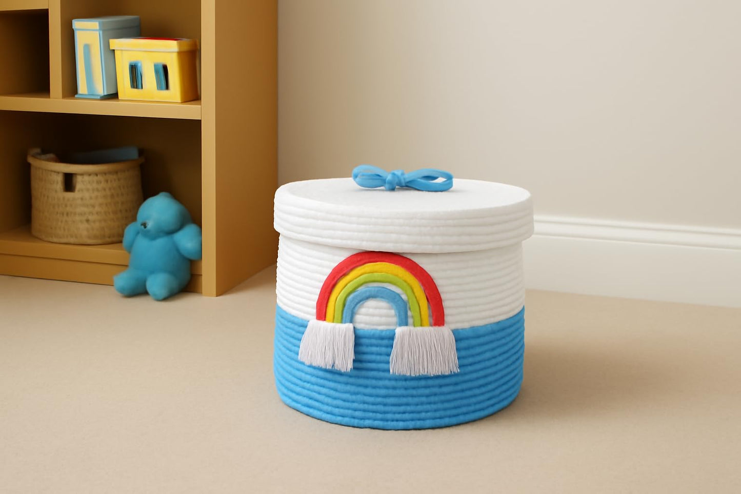 Jute Rainbow Storage Box with Lid